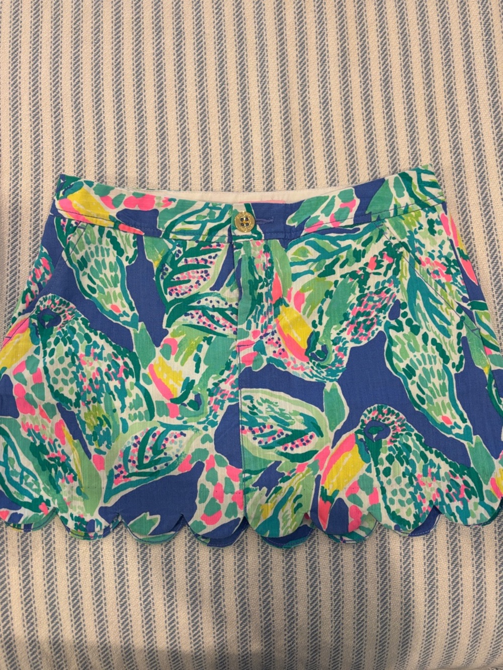 Lilly Pulitzer Blue Floral Scalloped Mini Skirt